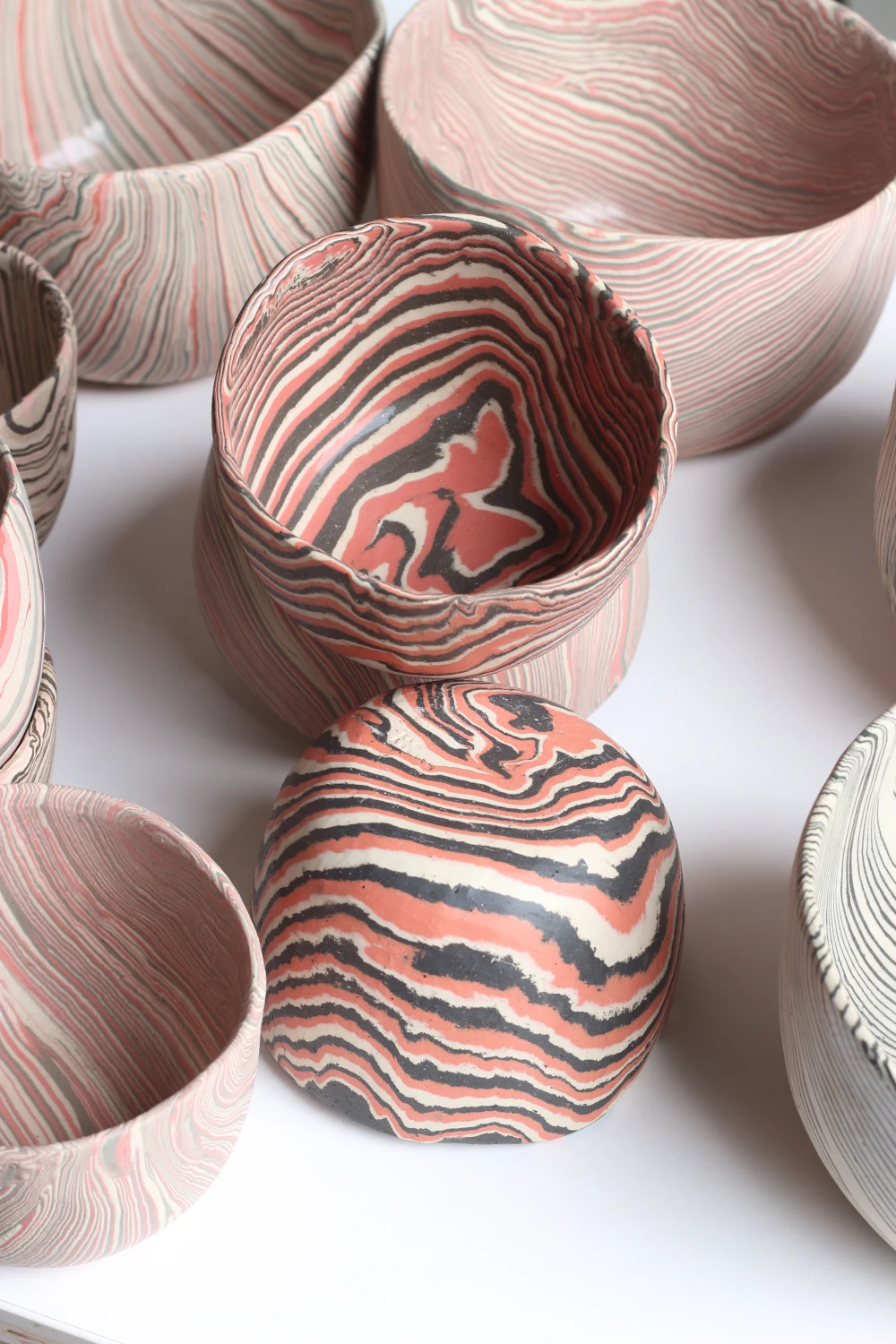Small Nerikomi Bowl / Orange, Black & White - Image 4