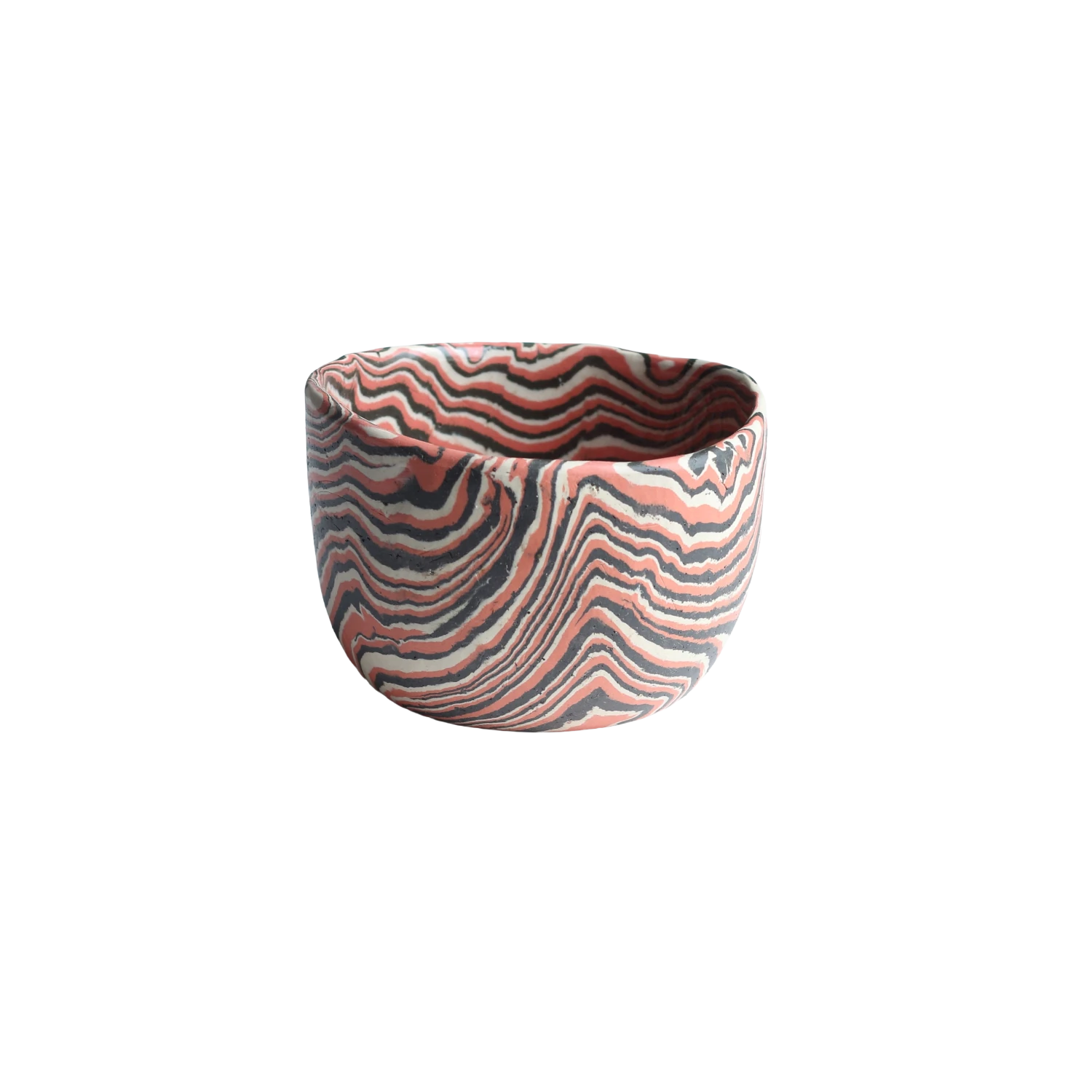 Small Nerikomi Bowl / Orange, Black & White