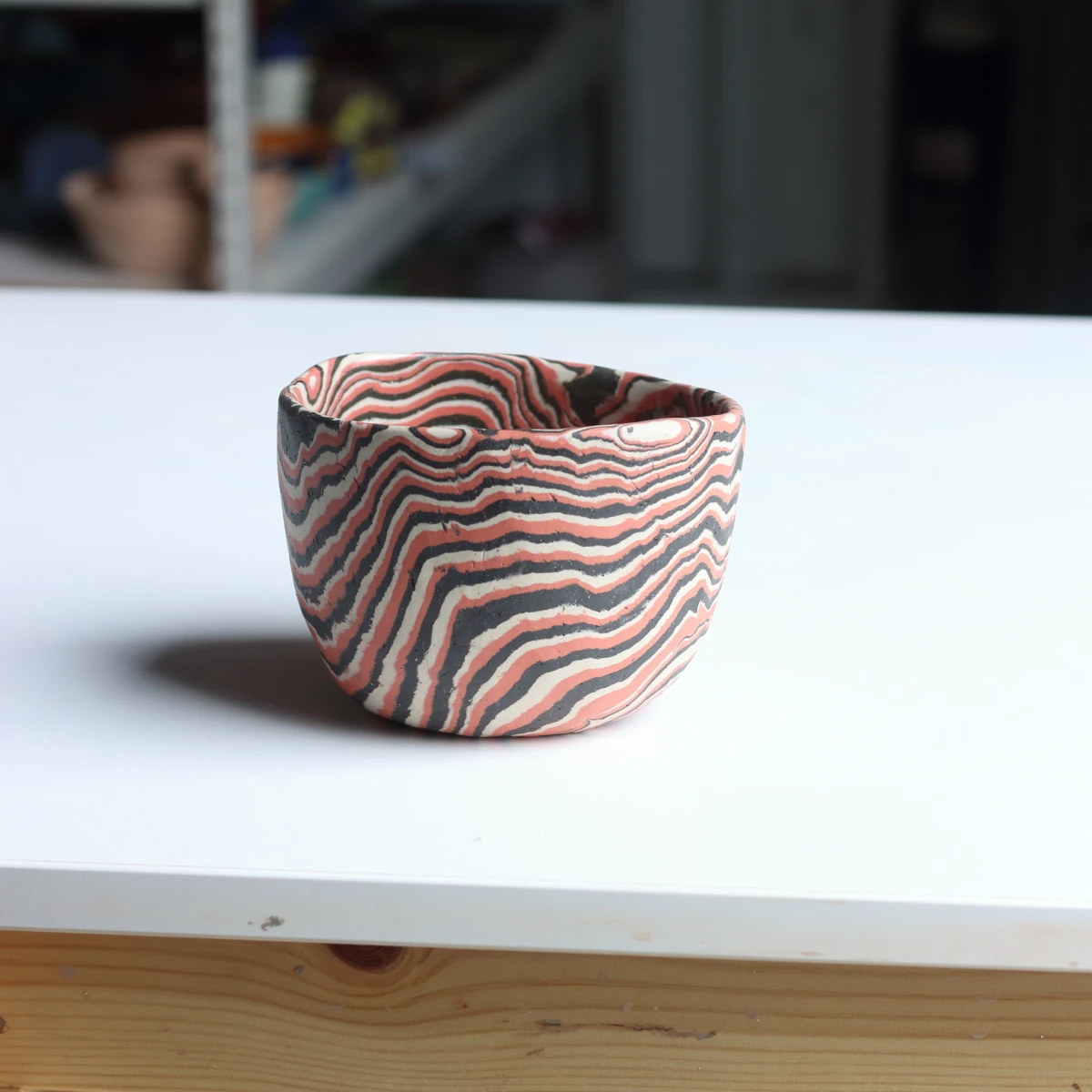 Small Nerikomi Bowl / Orange, Black & White - Image 2